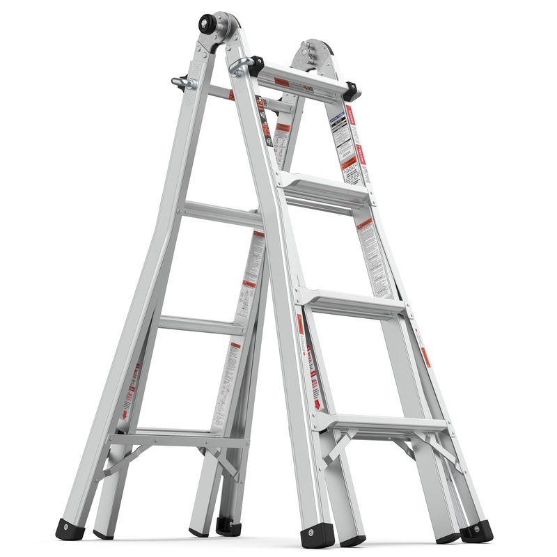 Multi-Position Foldable Aluminum Ladder, A-Frame And Straight Ladder, Ansi 250Lbs – Gray