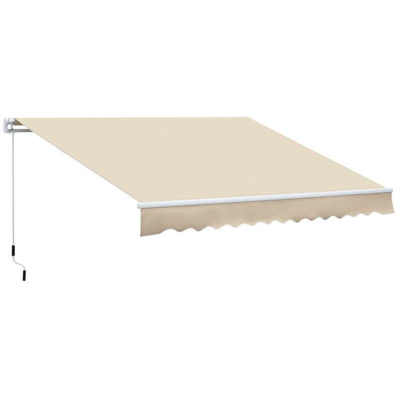 Outsunny – 12′ x 8′ Retractable Awning Patio Awnings Sun Shade Shelter With Manual Crank Handle, 280G / M Uv & Water-Resistant Fabric And Aluminum Frame For Deck, Balcony, Yard – Cream White