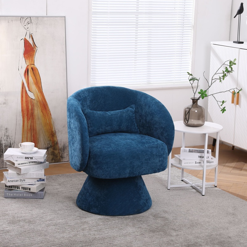 Swivel Accent Chair Armchair, Round Barrel Chair For Living Room Bedroom – Teal
