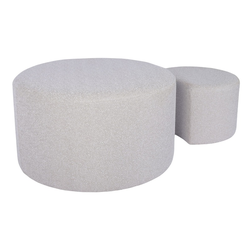 Upholstered Nesting Coffee Tables, Side Table, Footrest, Ottoman & Seat For Living Room Bedroom Entryway Office (Set of 2) – Beige