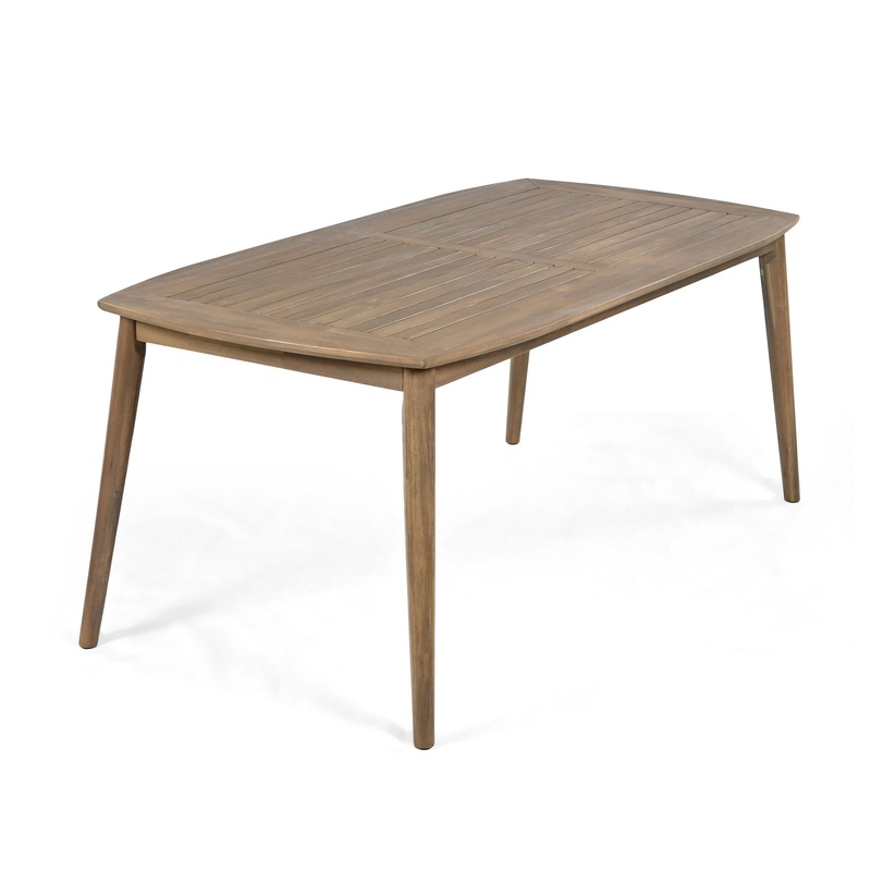 Acacia Wood Dining Table 8 Person Outdoor Table, Farmhouse Furniture For Patio, Garden, Backyard – Light Brown