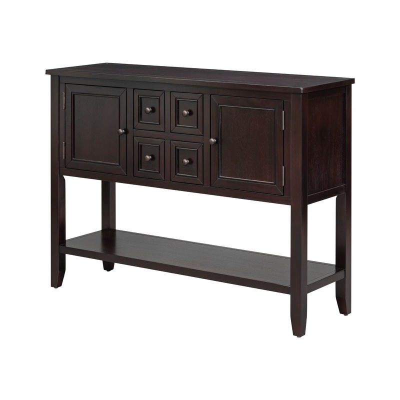 Cambridge Series – Console Table With Ample Storage 4 Small Drawers Bottom Shelf – Espresso