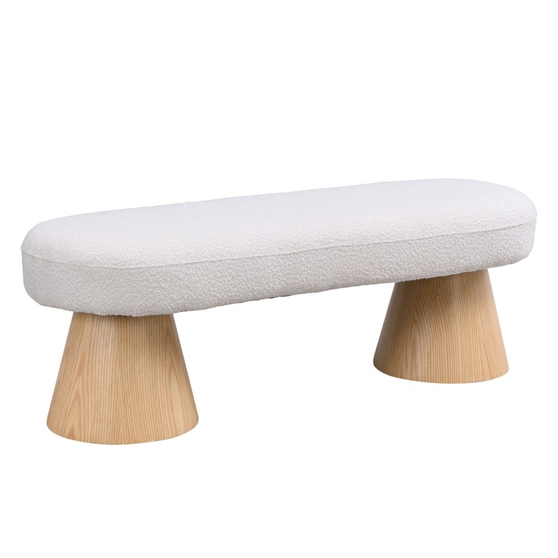 Dining Bench For Dining Room, Upholstered Bedroom End Of Bed Entryway Bench Fabric Ottoman For Living Room – Beige