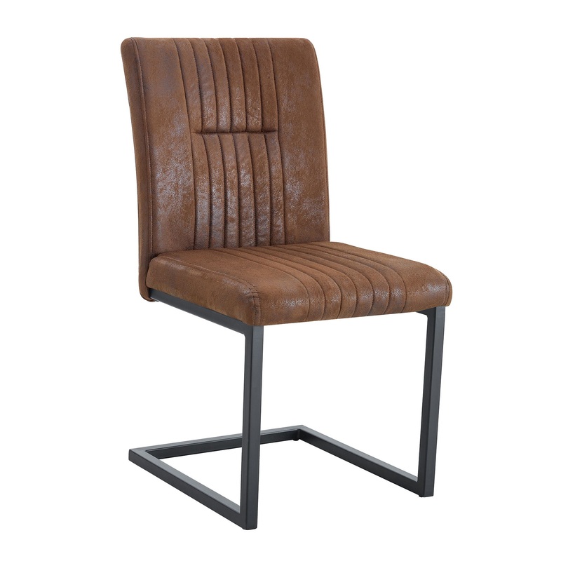 Ergonomic Technology Fabric Dining Chairs With Black Metal Legs, Comfortably Simple Design, (Set of 4) – Brown