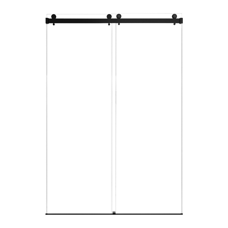 Frameless Double Sliding Soft Close Bathtub Shower Door, 5 / 16 Clear Nano Coated Tempered Glass And 304 Stainless Steel Handle – Matte Black