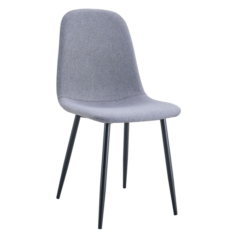 Luxury Simple Chair Linen Cotton High Resilience Dining Chair With Black Metal Legs (Set of 4) – Light Gray