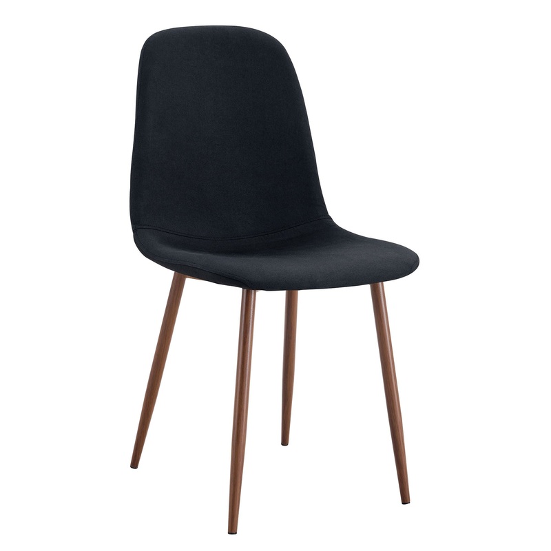 Luxury Simple Chair (Set of 4) Linen Cotton High Resilience Dining Chair With Metal Color Leg – Black / Walnut