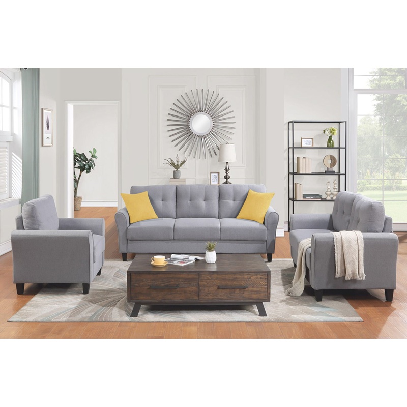 Modern Living Room Sofa Set Linen Upholstered Couch Furniture For Home Office