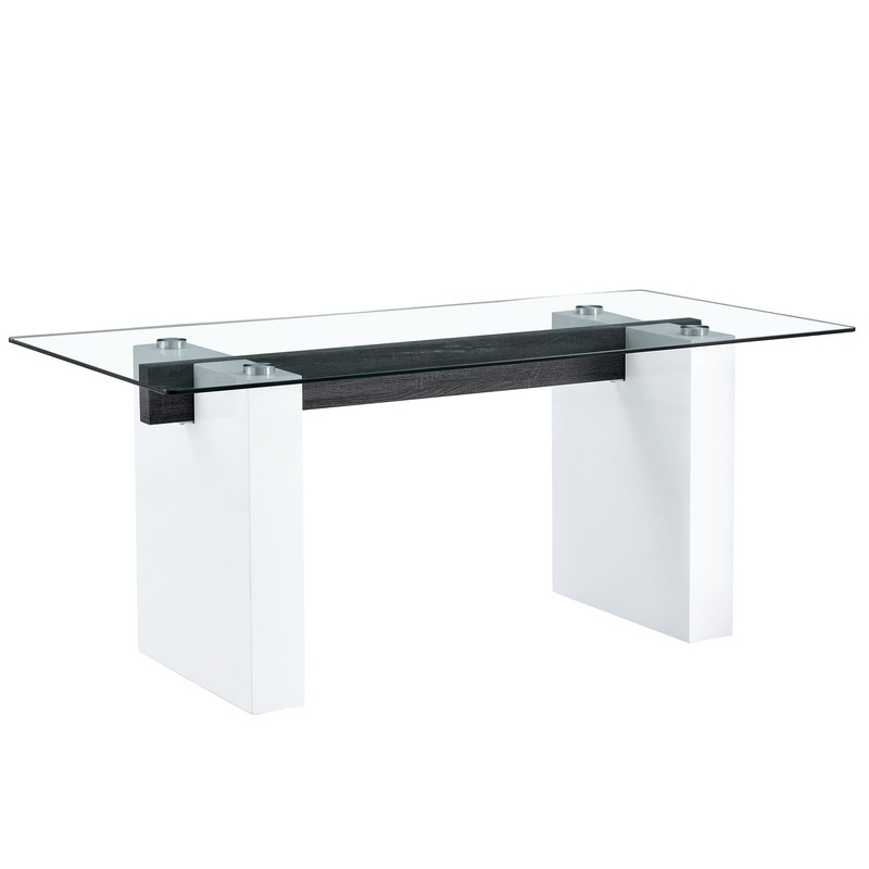 Modern Rectangular Table With Patterned Top And Large Legs For Kitchen And Dining – White