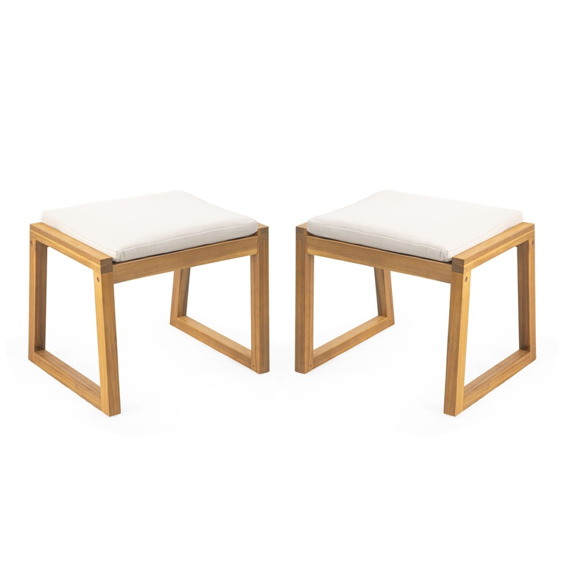Outdoor Dining Bench Patio Bench Frame Cushion – Teak / Beige