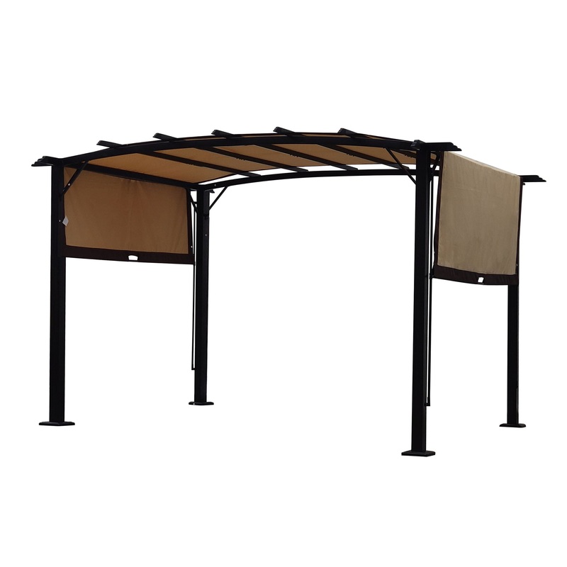 Outdoor Patio Pergola Gazebo – Steel Frame Sun Shelter With Retractable Canopy