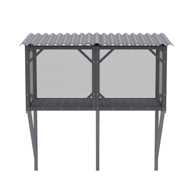 Premium Cat Window Box With Bug Proof Net For Large Indoor Cats Spruce Wood & Polyester – Antique Gray