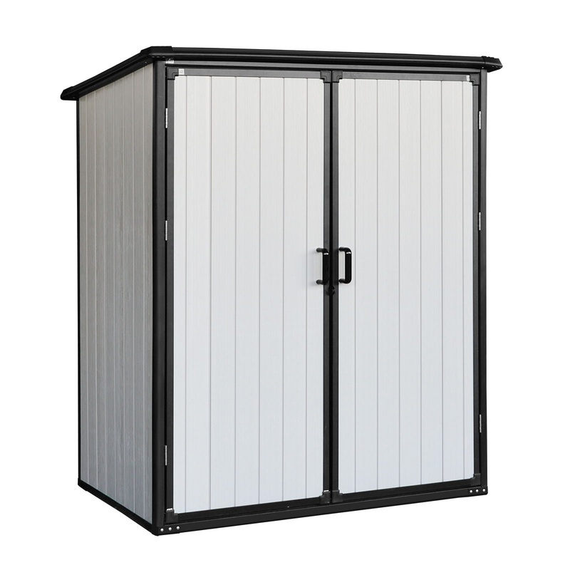 5X3Ft Outdoor Storage Shed Waterproof Resin Cabinet With Lockable Doors For Bikes And Patio Furniture – Black