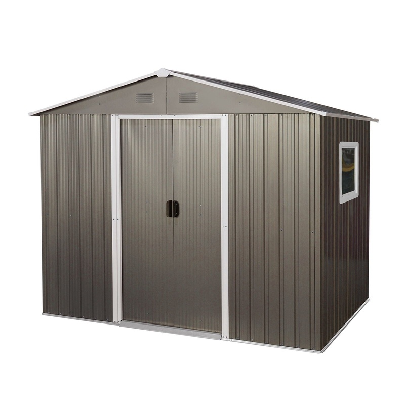 8Ft x 6Ft Outdoor Metal Storage Shed With Window (W540S00016) – Gray