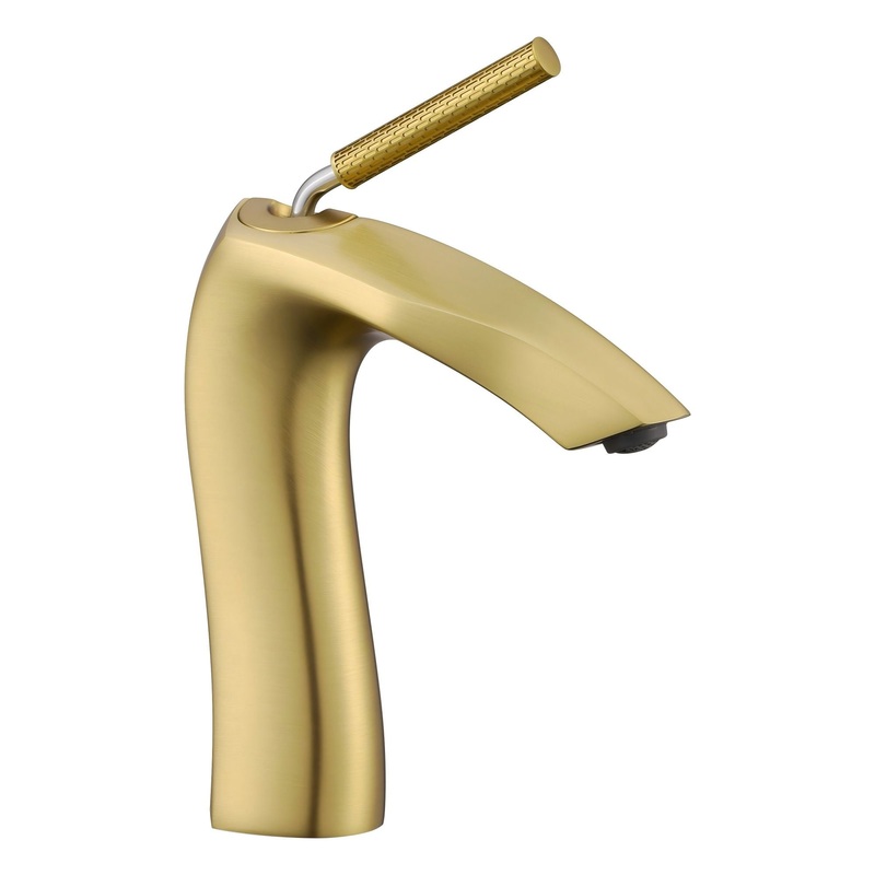 Contemporary Single Handle Lavatory Basin Faucet Durable Brass – Brushed Gold