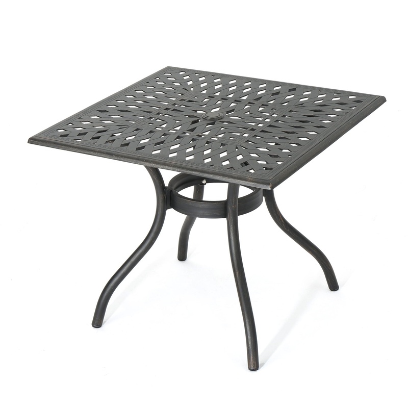 Enchantia – Outdoor Square Dining Table With Weave Tabletop And Flared Legs – Copper