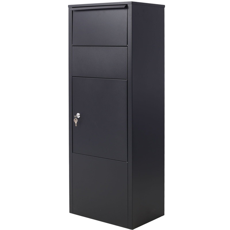 Large Package Delivery Parcel Mail Drop Box With Lockable Storage Compartment Heavy Duty Weatherproof For Express Mail Delivery For Home & Business Use – Black