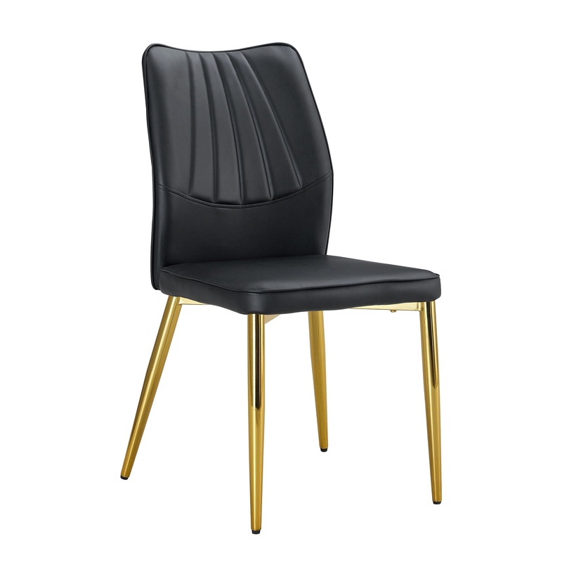 Medieval Modern Dining Chairs With Cushions And Metal Legs Material (Set of 4) – Black
