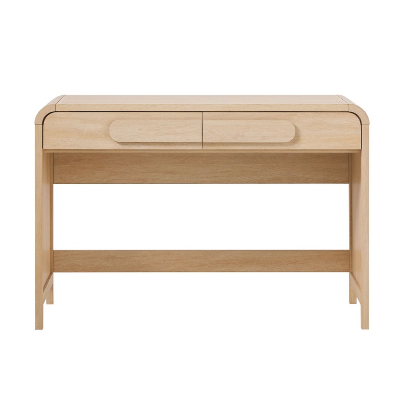 Modern Curved Waterfall Desk With Drawers – Oak