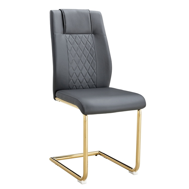 Modern Legged Upholstered Dining Chairs (Set of 4) Artificial For Kitchen And Office – Gray