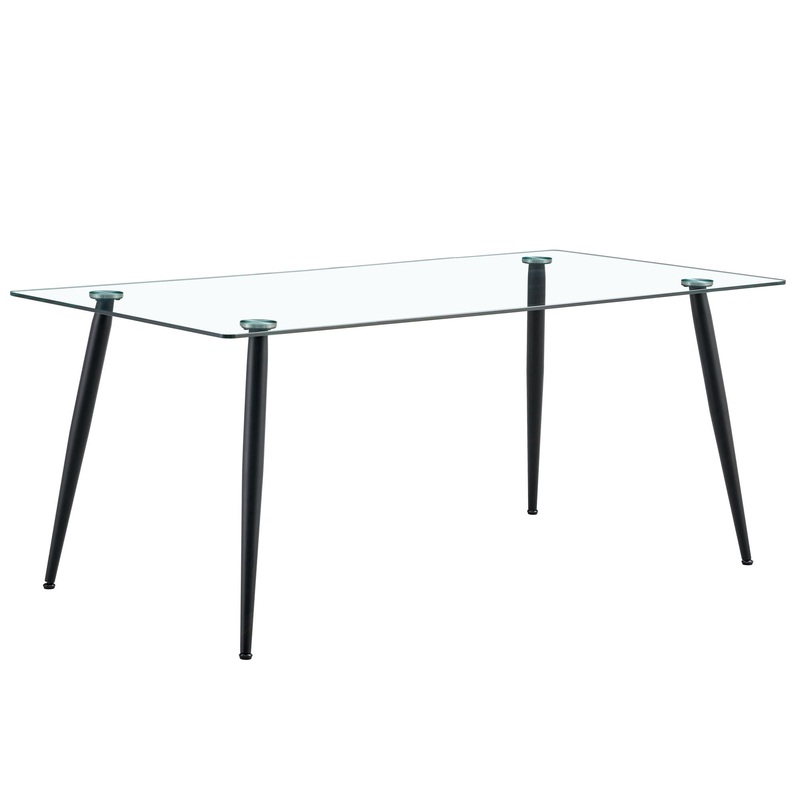 Modern Rectangular Glass Dining Table For 4 – 6 People With Tempered Glass Countertop