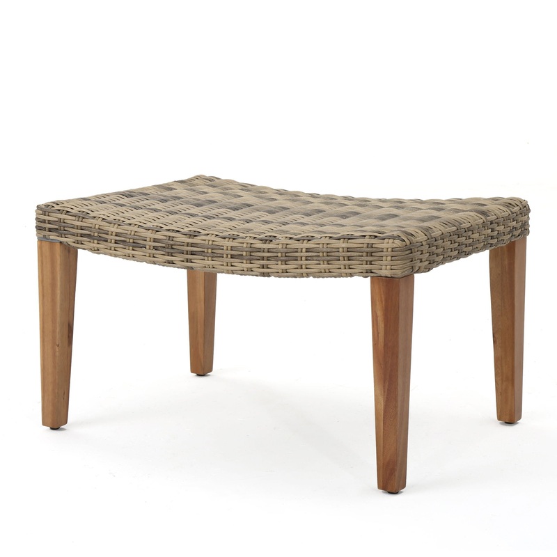 Outdoor Rattan Wicker Ottomans – Gray