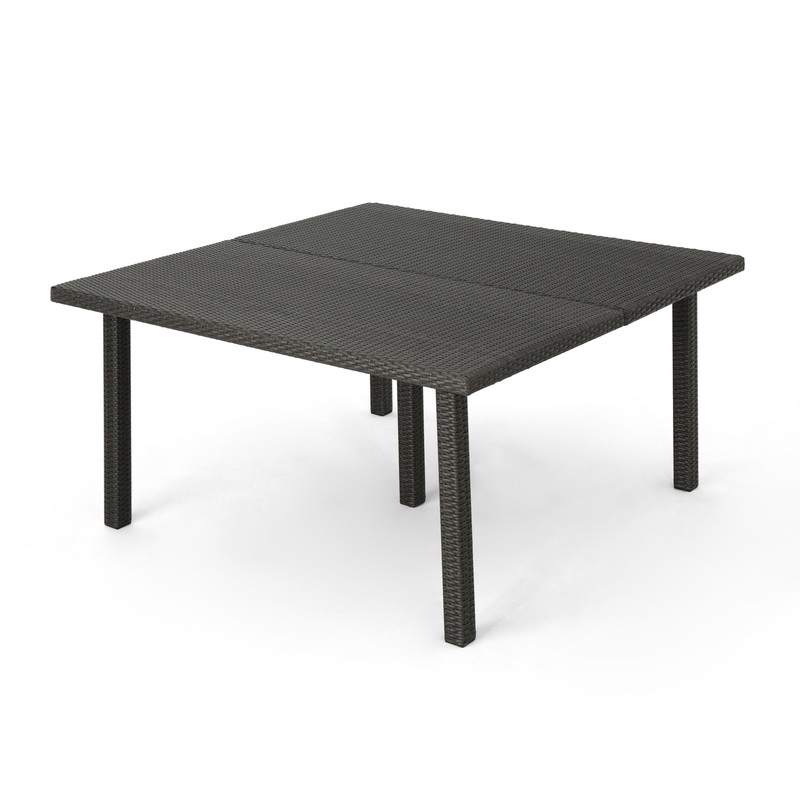 Outdoor Square Rattan Wicker Dining Table – Gray