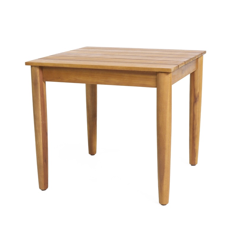 Outdoor Square Side Table With Slatted Top And Wood Frame – Teak
