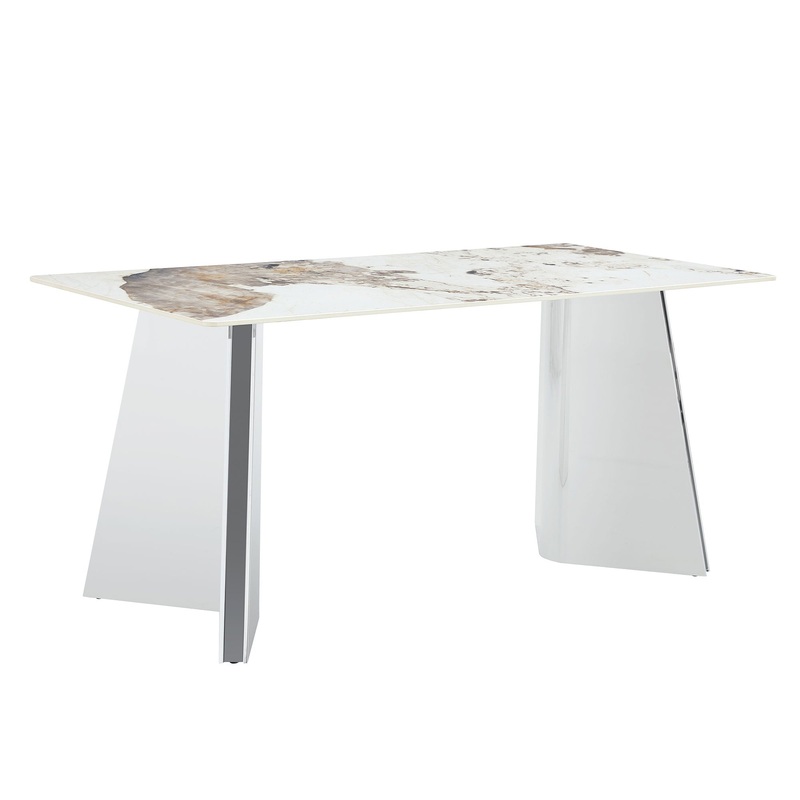 Pandora – Patterned Sintered Stone Dining Table With Stainless Steel Butterfly Legs