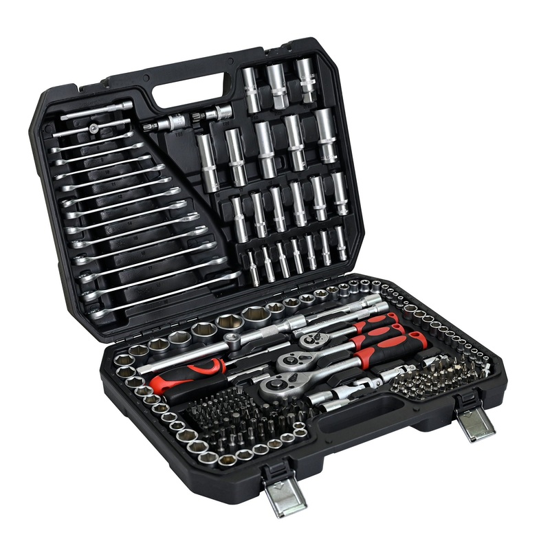 Tool Kit And Socket Wrench Set 216 Pieces Basic Portable Manual Repair Tool Set For Home Use Includes Case And Ratchet Wes And Wrenches – Black