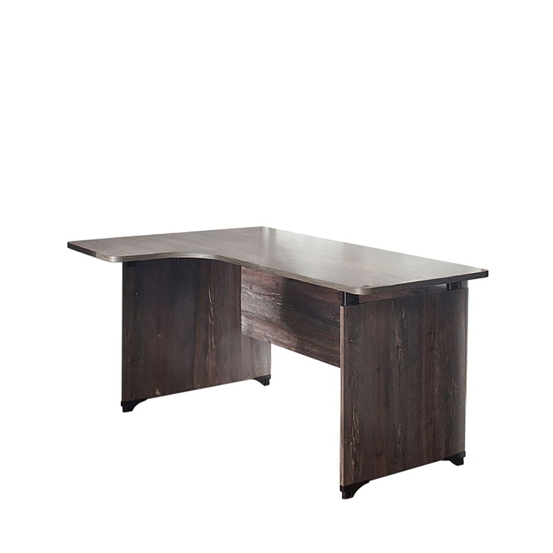 Urban – L Farmhouse Composite Wood Writing Desk With Spacious Tabletop And Weathered – Gray