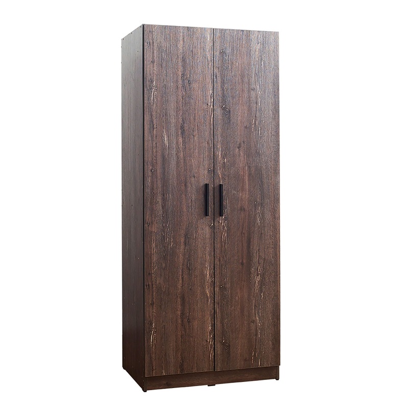Willow 2 Door Wood Closet With Shelf Storage Function – Gray