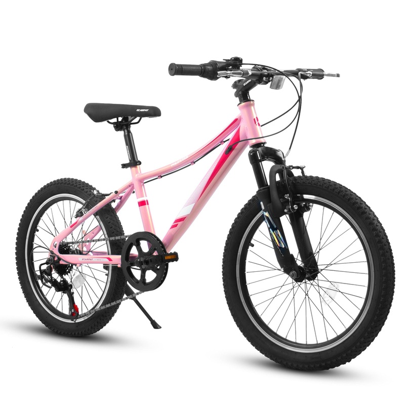 20 Children’s Bicycle Shock Absorbing Front Fork 7 Speed V Brakes Mountain Tire Boys And Girls Kids Bike For Outdoor Adventure – Pink