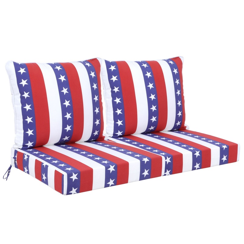 24X24 Inch Outdoor Deep Seat Cushion Set Waterproof Fade Resistant Patio Furniture Cushions With Removable Covers, Adjustable Straps & Handles (Set of 2) – Red