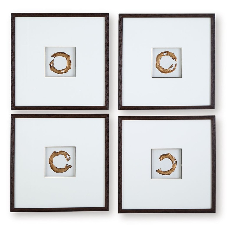 Dallbourne – White / Gold Finish – Wall Art Set (Set of 4)