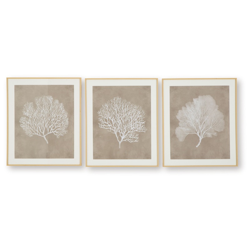 Hendridge – Taupe / White – Wall Art Set (Set of 3)