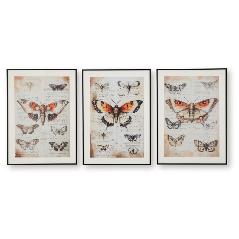 Jossletts – Orange / Black / Ivory – Wall Art Set (Set of 3)