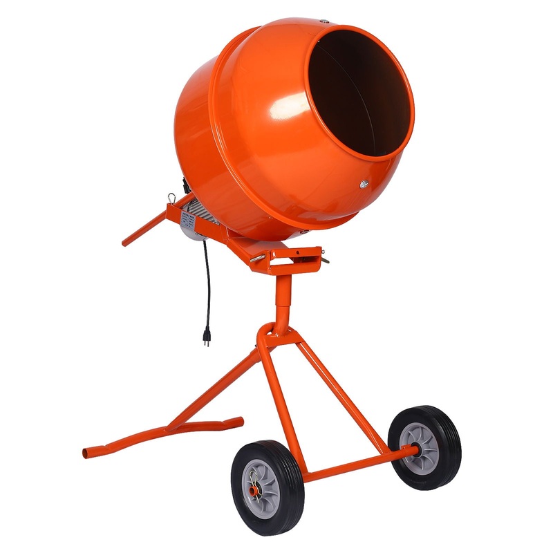 Portable Concrete Mixer With Etl Certificated Copper Motor, Electric Cement Mixer, 5.0 Cu. Ft. – Orange