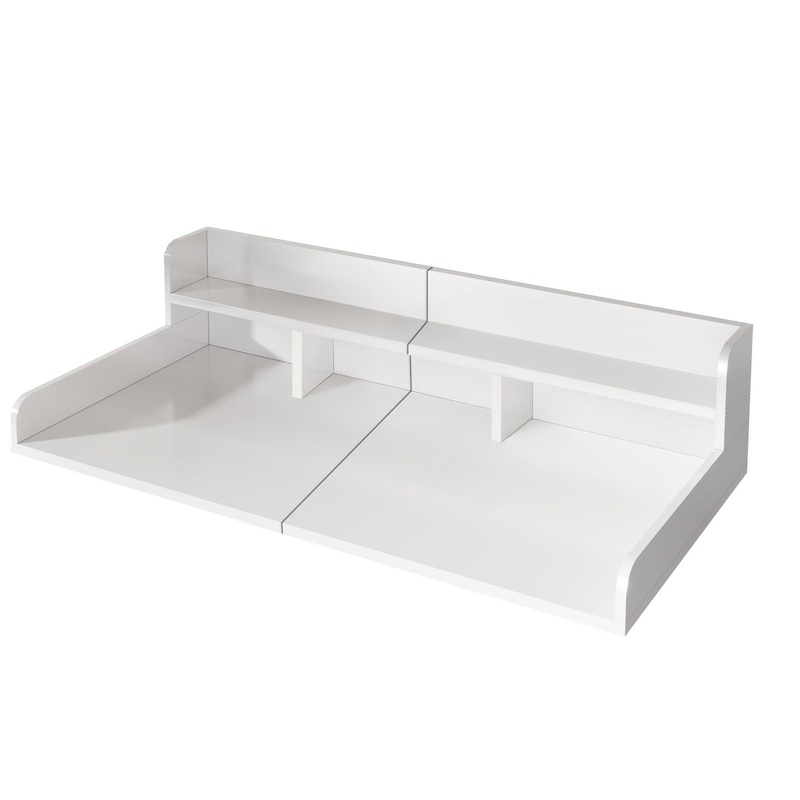Washer Dryer Countertop Organizer, Double Layer Wooden Laundry Shelf Topper With Edge For Storage – White