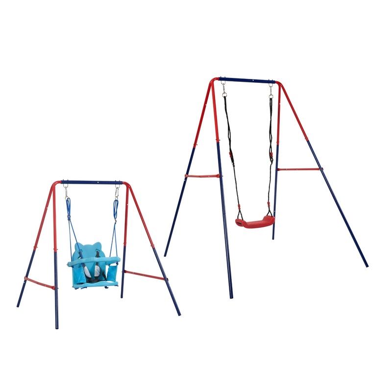 Xiunan Leisure – 2 In 1 Baby Swing Set Safe Playground Accessory – Blue / Red