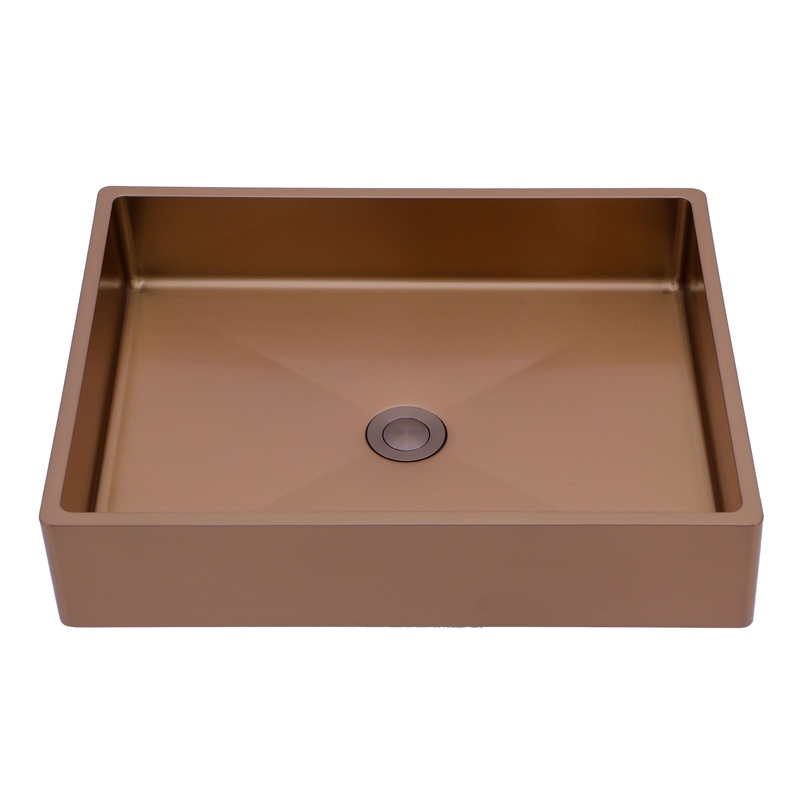 19 X 15 Stainless Steel Bathroom Sink With Pop Up Drain, Nano Surface – Rose Gold