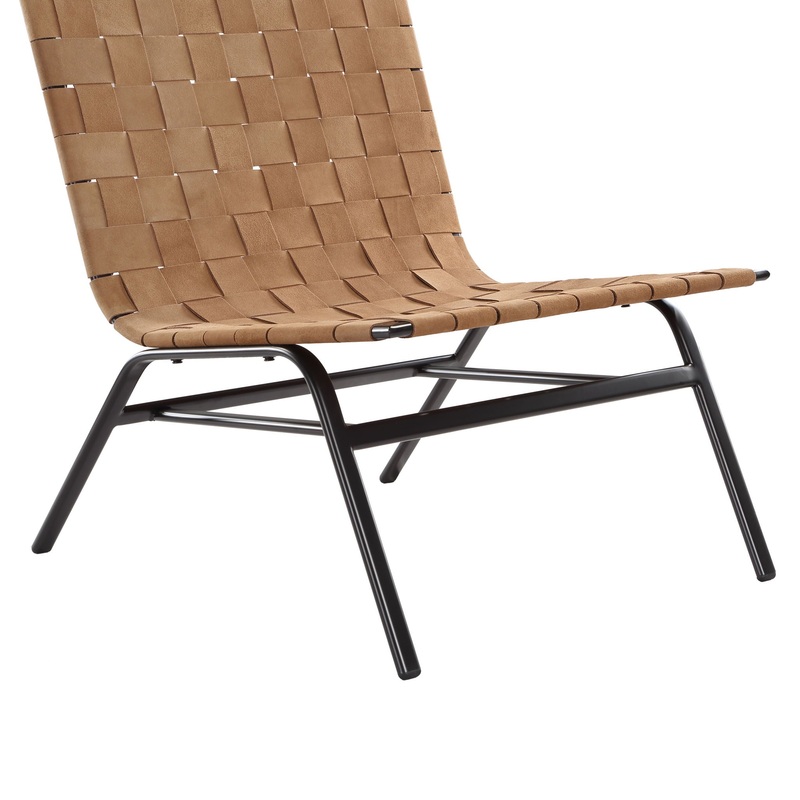 Camden – Woven Accent Chair With Basket Weave Design Metal Frame – Brown