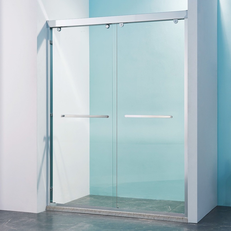 Double Sliding Shower Door Aluminium Alloy Frame, 5 / 16 (8Mm) Thick Sgcc Tempered Clear Glass