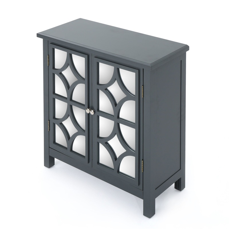 Firwood Mirror Finished Double Door Cabinet – Charcoal Gray