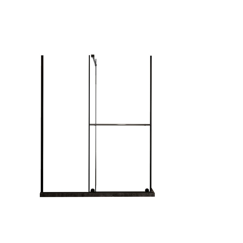 Glass Shower Door, Shower Sliding Door Walk In Shower Screen Dual Usage, 1 / 4 Thick Glass Panel With Stainless Steel Handle, Supporting Bar – Black
