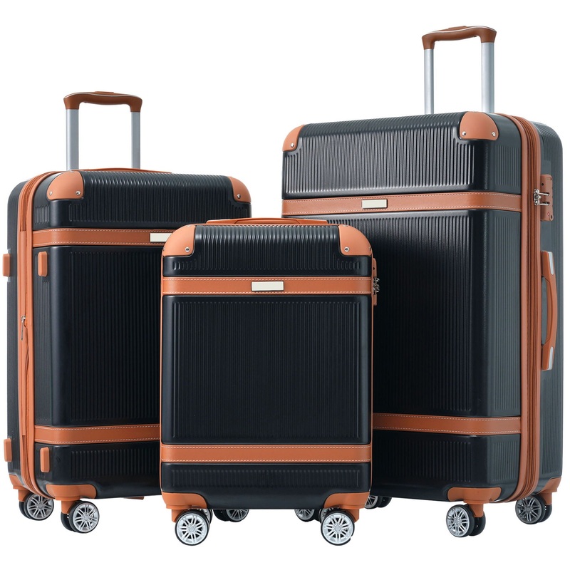 Hardshell Luggage Sets 3 Piece Double Spinner 8 Wheels Suitcase With Tsa Lock Lightweight 20”24”28”