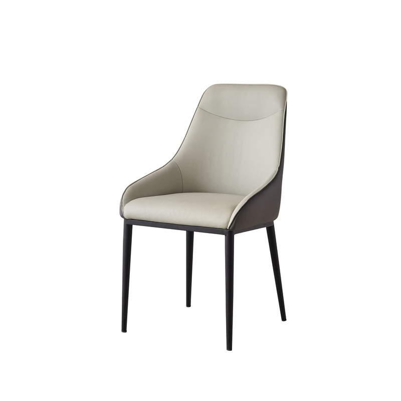 Modern Dining Chair Set Upholstered Seats Steel Metal Legs 2 Tone Contemporary Kitchen Living Room Furniture (Set of 2) – Black / Gray