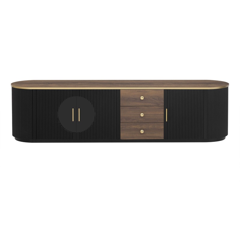 Modern Minimalist TV Stand For TVs Up To 80 With 3 Drawers And 1 Shelf