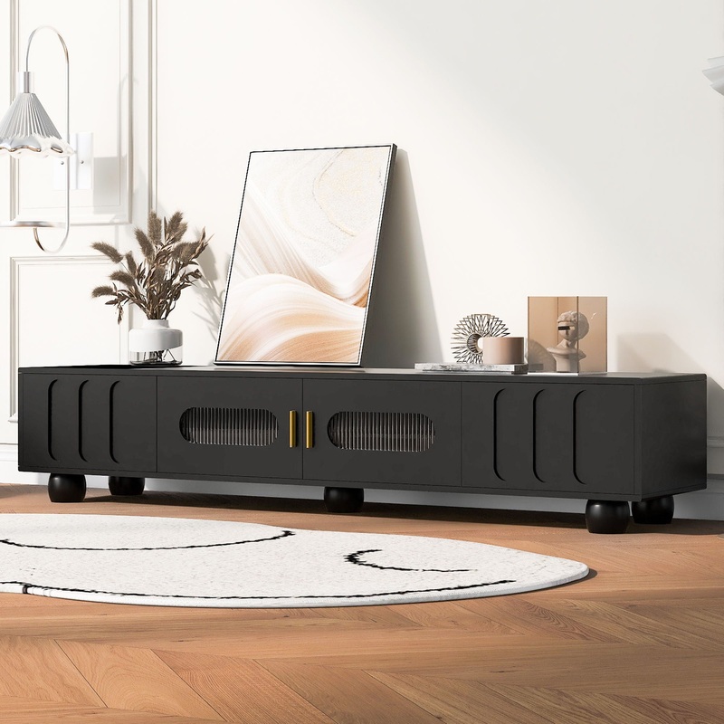 Modern TV Stand For TVs Up To 80, 2 Drawers And Cabinet