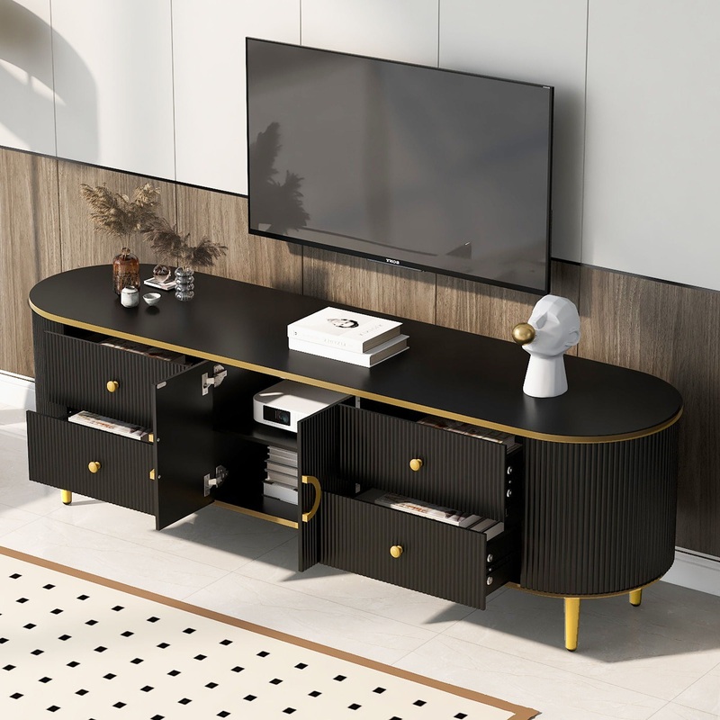 Modern TV Stand With 4 Drawers And 1 Cabinet